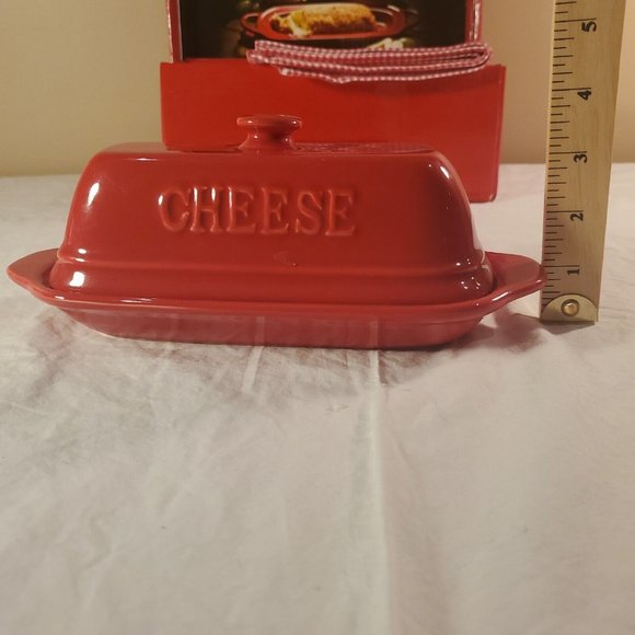 Gourmet Du Village Chevre Cheese Baker Stoneware Bistro Collection Red- Open Box - Picture 10 of 16